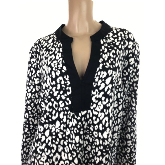 Jules & Leopold Top Blouse Size 3X Black & White Long Sleeves Polyester/Spandex - Picture 2 of 5